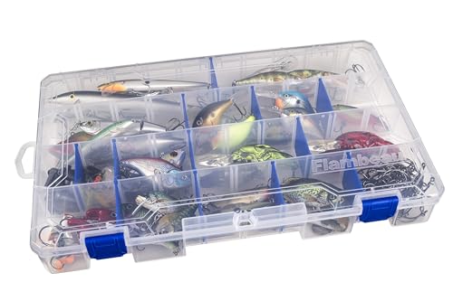 Image of Flambeau Outdoors 5007 Tuff Tainer Fishing Tackle Box with Zerust Anti-Rust Dividers - Includes 18 Dividers, 36 Compartments, Clear Fishing Lure Organizer - 14.25 inch x 9.125 inch x 2 inch