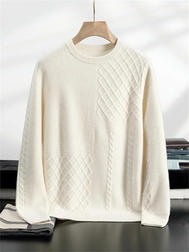 Men’S Basic Casual Cashmere Sweater Thick O-Neck Long Sleeve Pullover Knitwear Jumper Top2