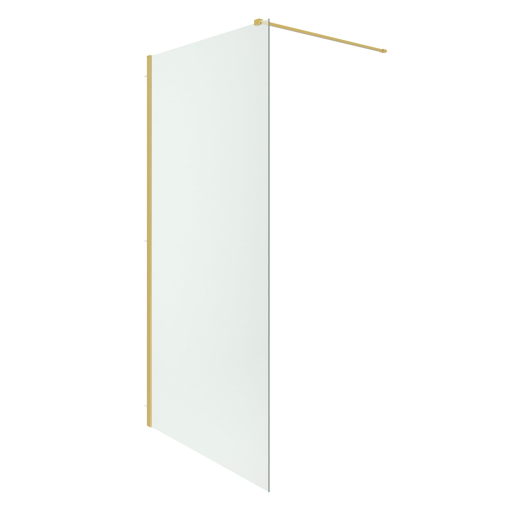 Parete Doccia Walk-In 100 cm Keros, Vetro Temperato 8mm Anticalcare, Profilo Alluminio Oro Spazzolato, Altezza 200 cm, Installazione Reversibile Dx/Sx con Barra Stabilizzatrice