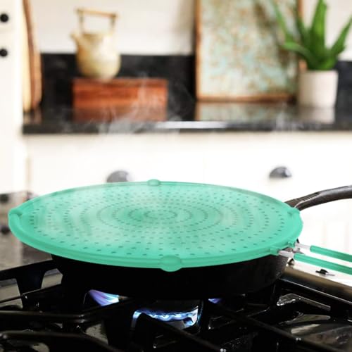 Image of Splatter Screen for Frying Pan, Grease Splatter Guard, Heat-Resistant Splatter Guards for Frying, Silicone Splatter Guard for Everyday Cooking, Dishwasher Safe, Green (16inx12inx0.5in)