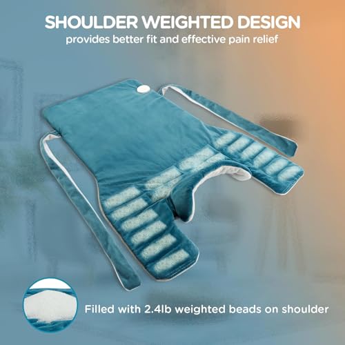 Image of Comfytemp Heating Pad for Back, Neck Shoulder Weighted Design for Snug Fit, 22 inchx33 inch FSA Eligible Electric Wearable Throw, 2H Auto-Off, HSA Large Heated Wrap, Machine Washable
