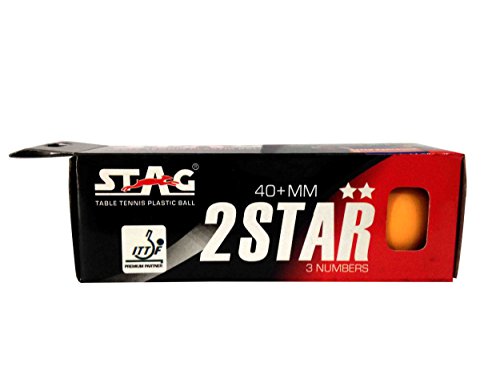 Image of Stag Two Star Plastic Table Tennis Ball, 40mm Pack of 3 (Orange)