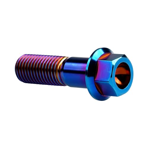 Image of Titanium Bolt Hex Small Flange Head M12x40mm Pitch 1.5, Burnt Blue | 30 35 40 45 50 55 60 65 70 75 80 85 90mm 1.25 /1.5mm Pitch Screws for Motorcycle Car Modification Pack of 4