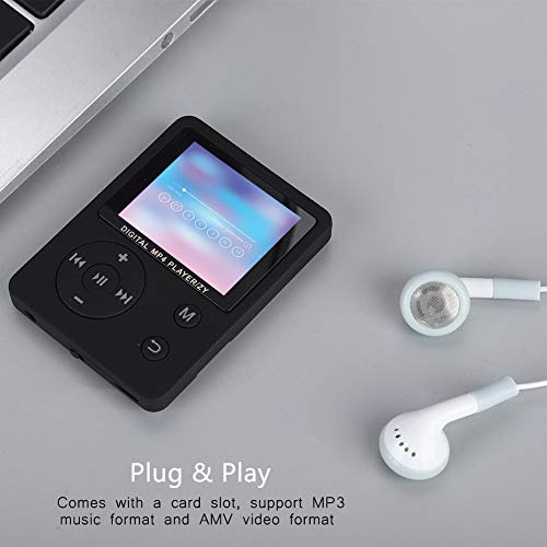 Diyeeni Draagbare MP3-mp4-speler met hoofdtelefoon, multifunctionele hifi-muziekspeler, ondersteunt 32G TF-kaart, 1,8 inch kleurendisplay, FM-radio, video, e-book, 8H looptijd (zwart) - Image 3