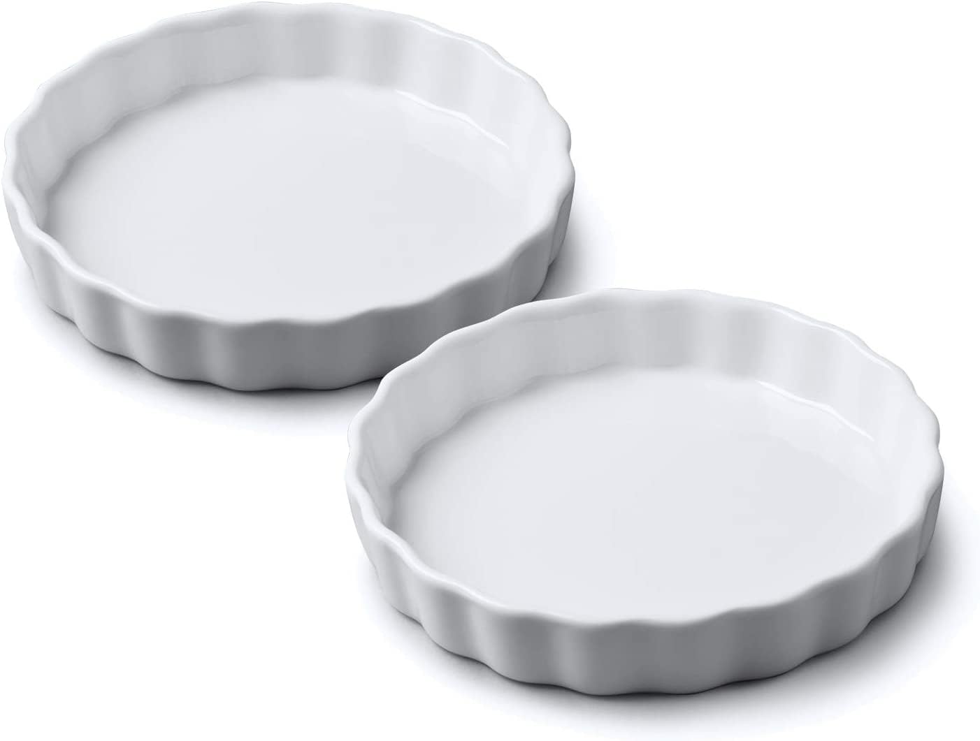 WM Bartleet & Sons Round Flan Dish Set of 2, 13cm Porcelain Oven Safe Dishes - White