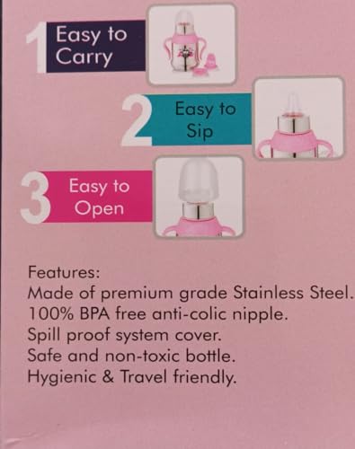 Image of PP Enjoy 2 in 1stainless Steel Soft Silicone Spout Sipper for Infant /Toddler, Anti Spill Sippy Cup with Detachable Handle for Kids BPA Free, 6 Months +, 300 ML.