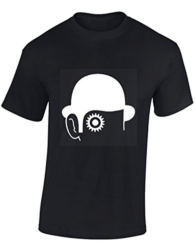 Image of Crown Designs Clockwork Alex Artwork Horror Film Inspired for Men & Teenagers T-Shirts Tops - Black/X-Large