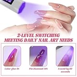 UV Nail Lamp Handheld UV Light Nail Dryer Curing Portable USB Rechargeable Led Mini Nail Lamps Quick Drying 3W Flash Cure Nail Dryer with LED Screen Xmas Gift for Women for DIY at Home Travel, White - Image 3