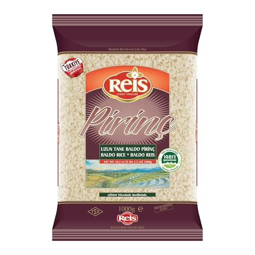 Reis Baldo Rice, 2.2 Lbs (1000g), Long Grain White Rice, Natural Cereal Bag for Pilafs & Meals, Healthy Pantry Staples, Turkish Grocery Foods, Non-GMO, Bulk, Arroz, Pirinc, Vegan, Halal