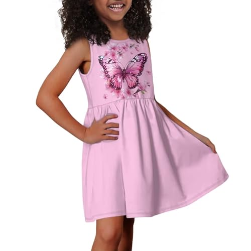 Casual Sleeveless Summer Skater Dress for Girl Loose Swing Cute Print Sundress with Pockets4