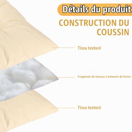 DAJAVE Lot de 8 coussins de chaise - 40 x 40 cm - En mousse à mémoire de forme - Orthopédique - Pour chaise de bureau, maux de dos, pour l'intérieur et l'extérieur - Crème – vue 3