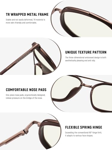 Image of kimorn Blue Light Blocking Aviator Glasses for Women Men | Clear Lens, TR90 Metal Frame, UV400, Office Gaming