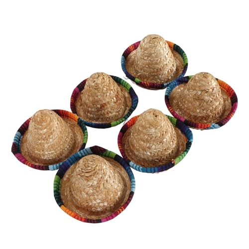 Sombreros mexicains en paille (lot de 6) pour décoration de fête et mini chapeaux DIY