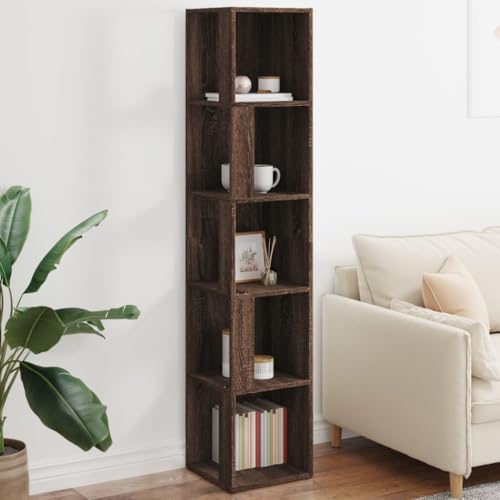ZQQLVOO Estantería Esquinera de Madera con 5 Compartimentos, Mueble de Almacenaje Compacto para Salón y Oficina, Estructura Robusta y Fácil de Limpiar