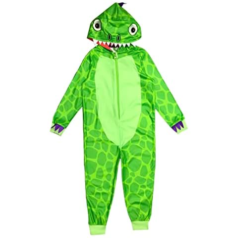 Boys Girls Kids Dinosaur Hooded Fleece Onesie, Green, Age 2-3 Years Cover