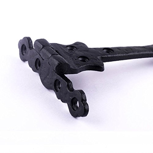 Renovators Supply Manufacturing Strap Hinge 6 In. Black Wrought Iron Spear Tip Flush Mount Heavy Duty Strap Gate And Door Hinges With Hardware Pack Of 6 #TOP6