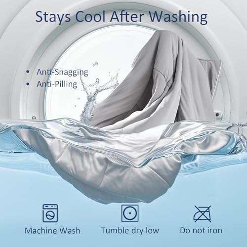 Vine Voice Soft Cooling Comforter Blanket for Hot Sleepers, Full/Queen, Double-Sided Cold Blanket for Night Sweats, All-Season, Silver Gray, 90''x90''