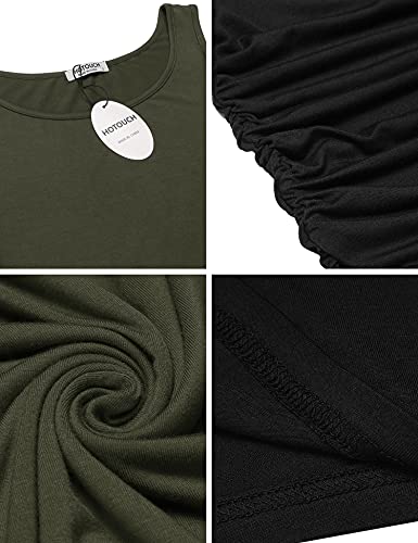 Hotouch 2 Pcs Post Pregnancy Sleeveless Tank Top Round Neck Stretch Maternity Clothes Solid Workout Vest For Mommy Black & Olive Green Xl #TOP3