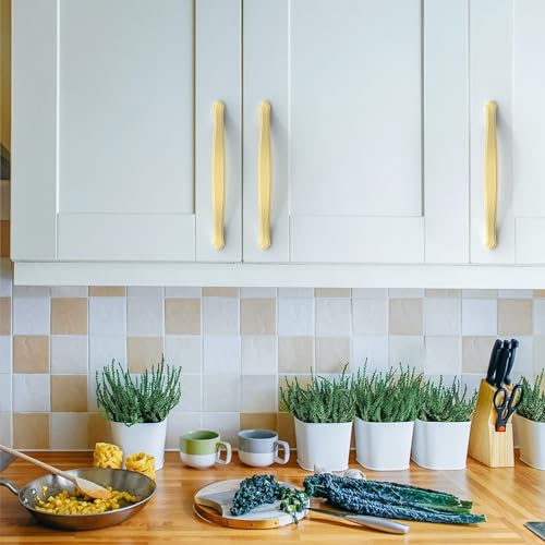 Image of Asidrama 10 Pack 5 Inch(128mm) Brushed Gold Kitchen Cabinet Handles Cabinet Pulls Kitchen Cabinet Hardware for Cupboard Drawer Pulls 2792