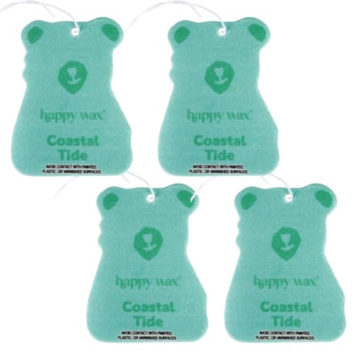 Image of Happy Wax Hanging Car Cub Air Fresheners Infused with Natural Essential Oils, 4 Ct. (Coastal Tide)