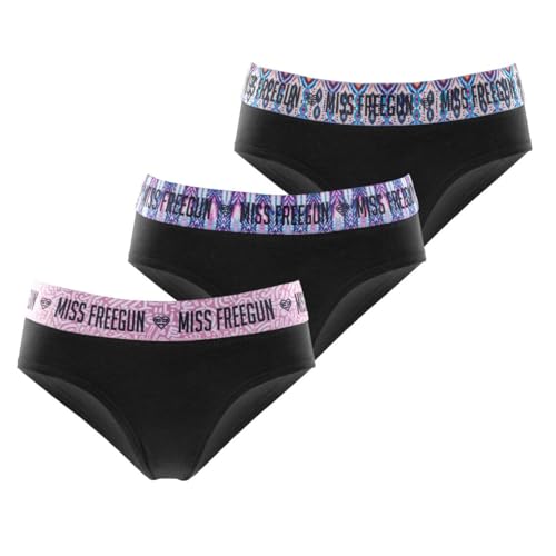 Culotte Fille Coton, Culottes et Slips Enfant, Fleurs, Confortable et Stretch (Lot de 3), Noir...