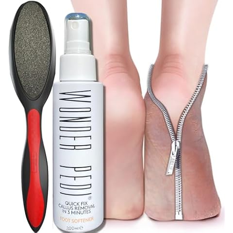 Ceramic Stone and Stainless Steel Foot File, Double Sided Callus Remover and Callus Remover Instant Exfoliating Peel Foot Spray, Feet Dead Skin Remover Cracked Heels Softener 200 ml Cover