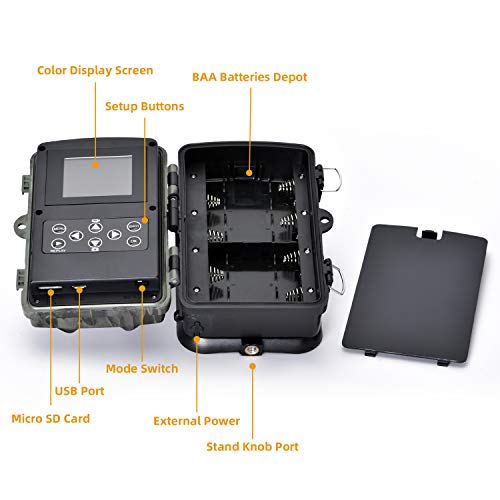 TCNEWCL Trail Camera 20MP 1080P HD Waterdicht, Wildlife Hunting Scouting Game Camera met 42Pcs IR LED Infrarood Night Vision Tot 80FT/25M, Surveillance Camera Brede Hoek 120° Detectie - Image 8