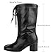 Betastella Womens Tabi Boots Split Toe Ankle Boots Lace Up Wide Calf Booties Chunky Block Heel Fashion Shoes, Size 8, Black