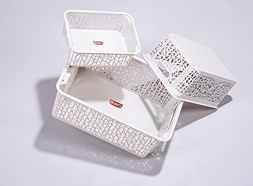 BranQ - Home essential Universeller, multifunktionaler, erstellbarer Aufbewahrungskorb in Bamboo Design, BPA-frei Kunststoff, Grösse M - 5,4 Ltr., 1 Stk., Anthrazit