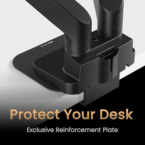 Image of BenQ BDH01 Dual Ergo Monitor Arm -Heavy Duty Gas Spring|Supports Upto 35 inch & 44lbs(20 Kg) Monitor Screens|Top C Clamp and Grommet Base|Height Adjustable|Reinforcement Plate|VESA 75x75&100x100mm(Black)