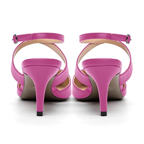 AMBELIGHT Womens Buckle Ankle Strap Pointed Toe Matte Dress Office Stiletto Mid Heel Pumps Shoes 2.5 Inch4