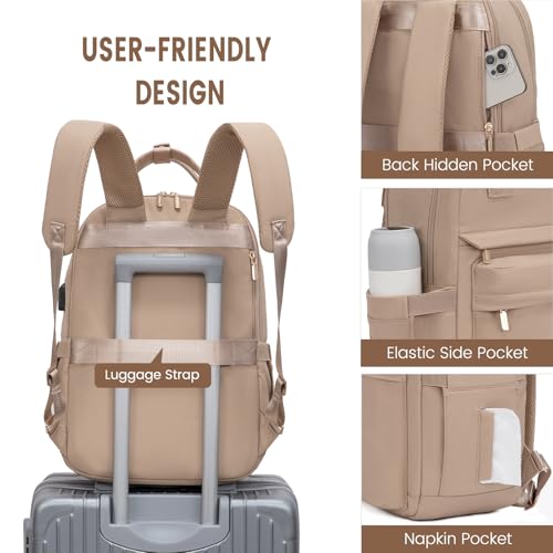 Image of LOVEVOOK Laptop Backpack for Women 15.6 Inch Laptop Bag with USB Port, Fashion Waterproof Backpacks Teacher Nurse Stylish Travel Bags Vintage Daypacks for College Work