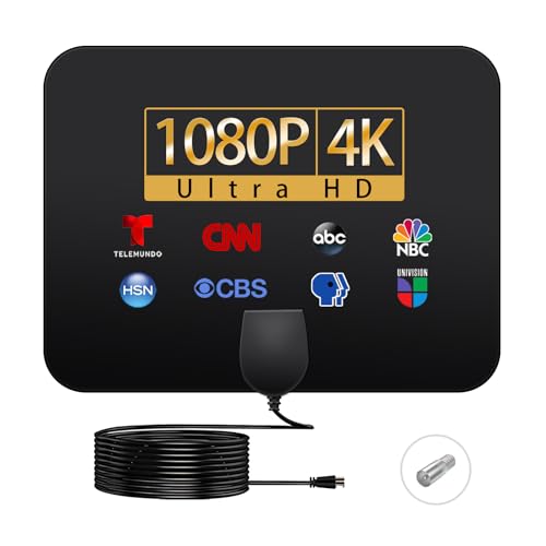 TV Antenna, Indoor Digital TV Antenna Supports 4K1080, Easy to Install, 360 ° Signal Reception, 800 Miles+Reception, Suitable for Various high-Definition TV Digital TVs by 2025 (1080P)