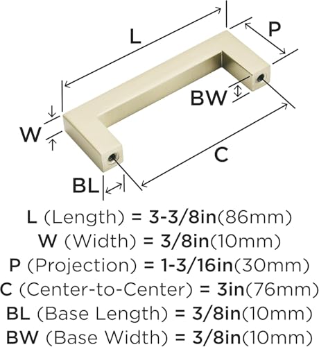 Image of Amerock | Cabinet Pull | Golden Champagne | 3 inch (76 mm) Center to Center | Monument | 1 Pack | Drawer Pull | Drawer Handle | Cabinet Hardware