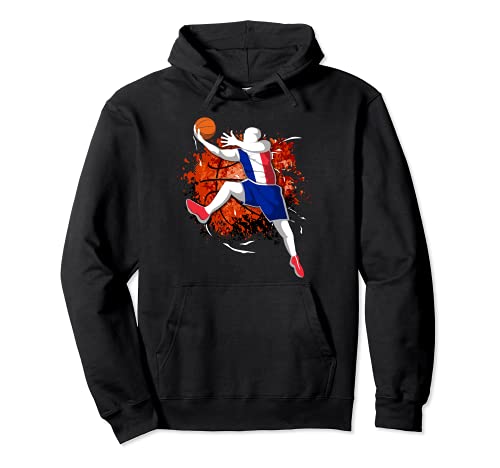 Proud France Basketball Lovers French National Flag Sport Pullover Hoodie, Black