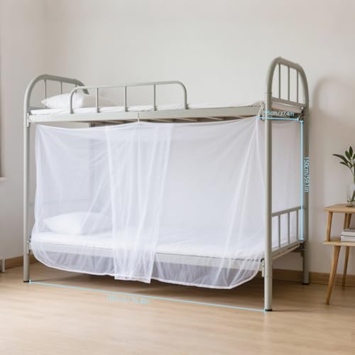 Image of 4 Corners White Ultra-encrypted Mosquito Net,para Mosquiteros for 1m Wide Single Bed, Dorm Bed Canopy,Tight Weave Insect Netting,for Camping Home,Dormitory,Housing Bed Bug Protection(W:1m)
