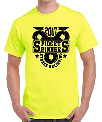 Image of Caseria Men's Cotton Printed T-Shirt -Fidget Spinner | 100% Cotton | Half Sleeves | Regular Fit | Printed | Round Neck | Graphic T Shirt