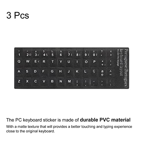 Calcomanías de teclado PATIKIL 3 pzas negro con letras blancas miniatura 3