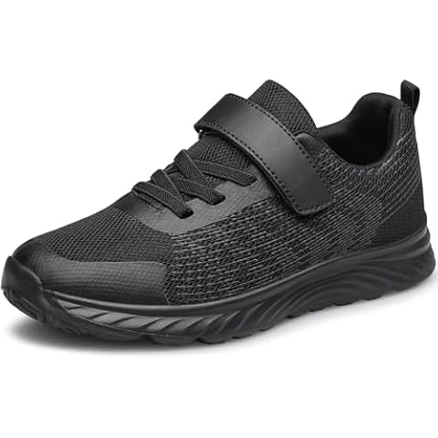 Raoendis Boys Girls Shoes Sneakers Slip on Athletic Tennis Walking Shoes Lightweight Kids Shoes Black Big Kid Size 3 Cover