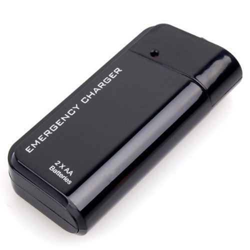 Docooler Portable USB Emergency Aa Battery Powered Charger With Flashlight For Cellphone iPhone iPod MP3 MP4 Player Black