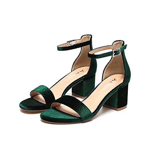 Amoji Women's 2.5 Inch Low Heel Ankle Strap Dressy Sandals 3013