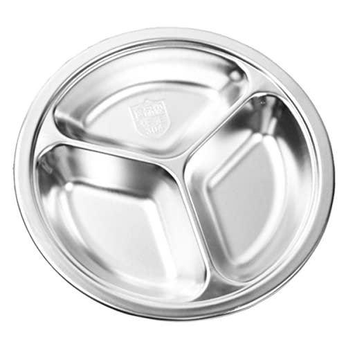 Ciieeo Plato Redondo Dividido de Acero Inoxidable 304 2 Piezas 20 Cm Rejillas Base Antideslizante para Servir Comida Rápida Frutas y Alimentos Comedor Plato de y Merienda