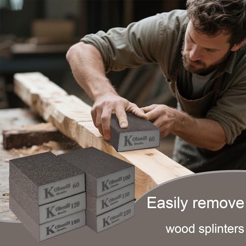 SZWLJ 6Stück(6 Körnung 60/100/120/150/180/220) ‌Schleifschwamm‌ mit ‌schleifpapier‌ für Holz/Metall – wiederverwendbar. Ideal für DIY & Autoreparaturen. ‌Schmirgelpapier‌ für Nass- und Trockensandung.