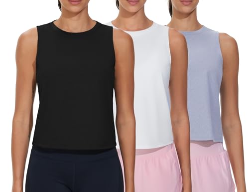 THE GYM PEOPLE Women's Workout Tank Tops 3 Pack Quick Dry Running Shirts