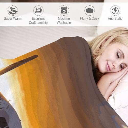 Couverture moelleuse avion du soir plaid flanelle pour toute la famille