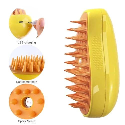 Escova Para Gatos A Vapor 3 Em 1 Pente Autolimpante Vaporizador Pente de Remoção de Pelos Cães E Gat