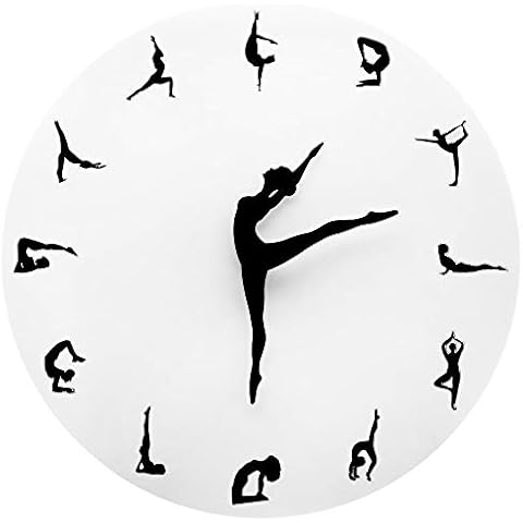 Fancylife Yoga Postures Wall Clock Gym Fitness Flexible Girl Silent Modern Clock Watch Home Decor Meditation Decor Yoga Studio Relax Gift Cover
