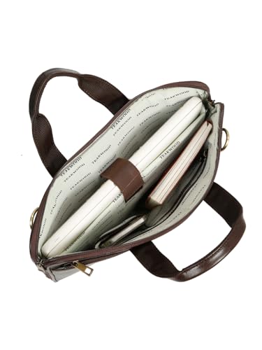 Image of TEAKWOOD LEATHERS Unisex Green Lizard Leather Structured laptop Bag | BROWN