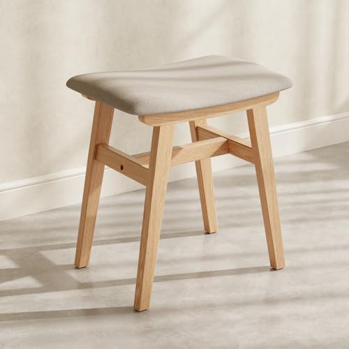 Muwuele Solid Wood Vanity Stool with Saddle Cushion