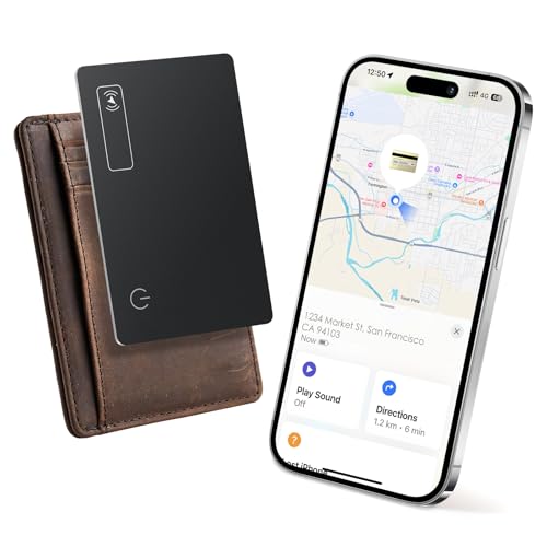Wallet Tracker Card 0.07in Slim, Compatible with Apple Find My iOS Only, Bluetooth Tracker Smart Tracking Card Wallet Finder, IP68 Waterproof, Item Locator for Luggage Tags, Passports, Purse